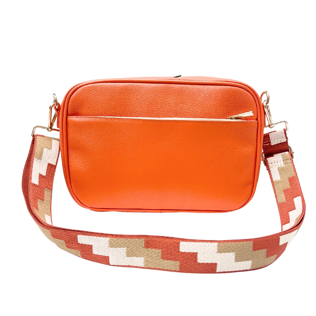 Farbenfrohe leder clutch Emi City Clutch Orange Leder mit Platz für kleinen Regenschirm oder Wasserflasche, perfekt organisiert